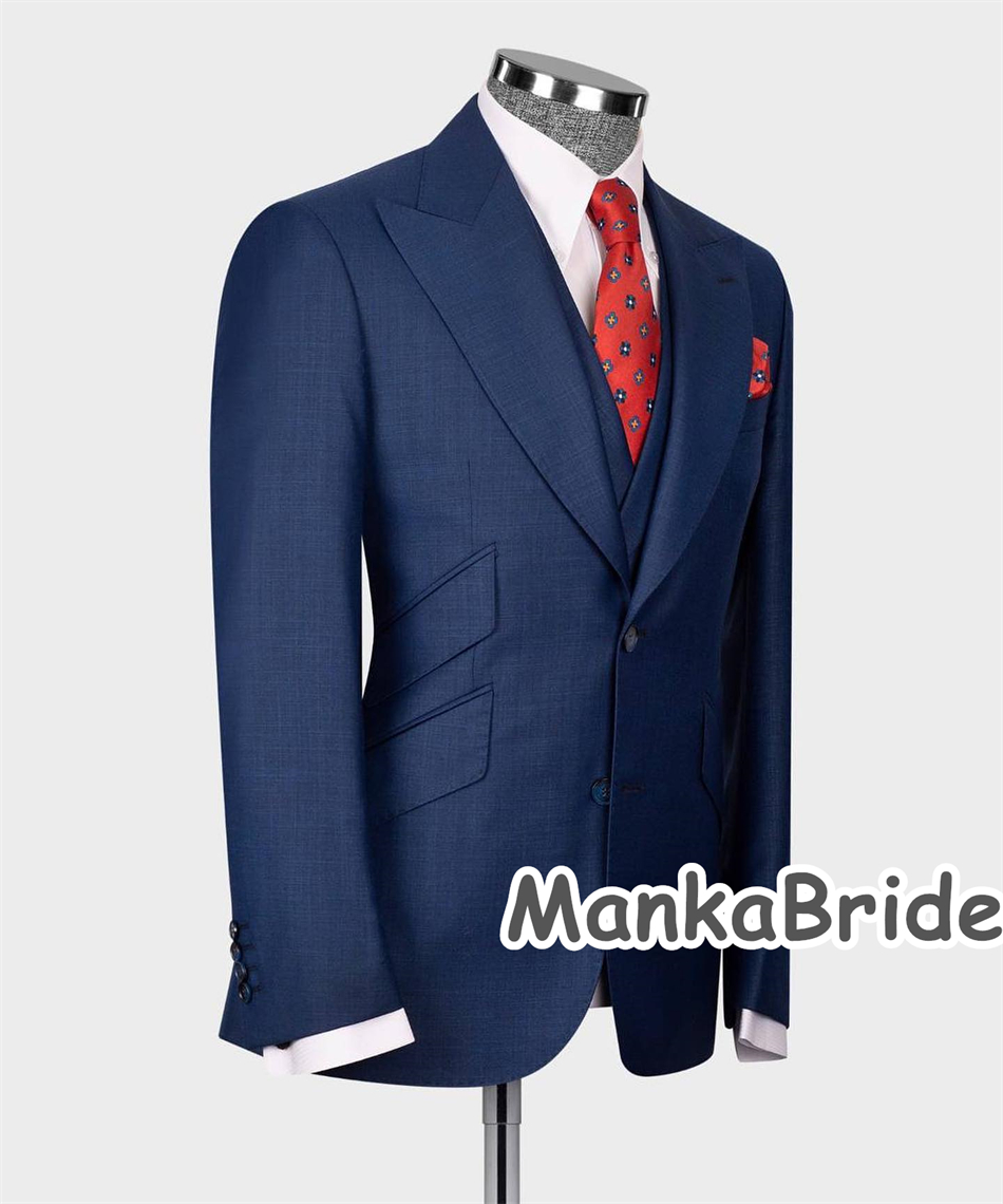 Elegant Navy Blue Classic Wedd - Elegant Formal Men'S Wear บทวิจารณ์และราคา