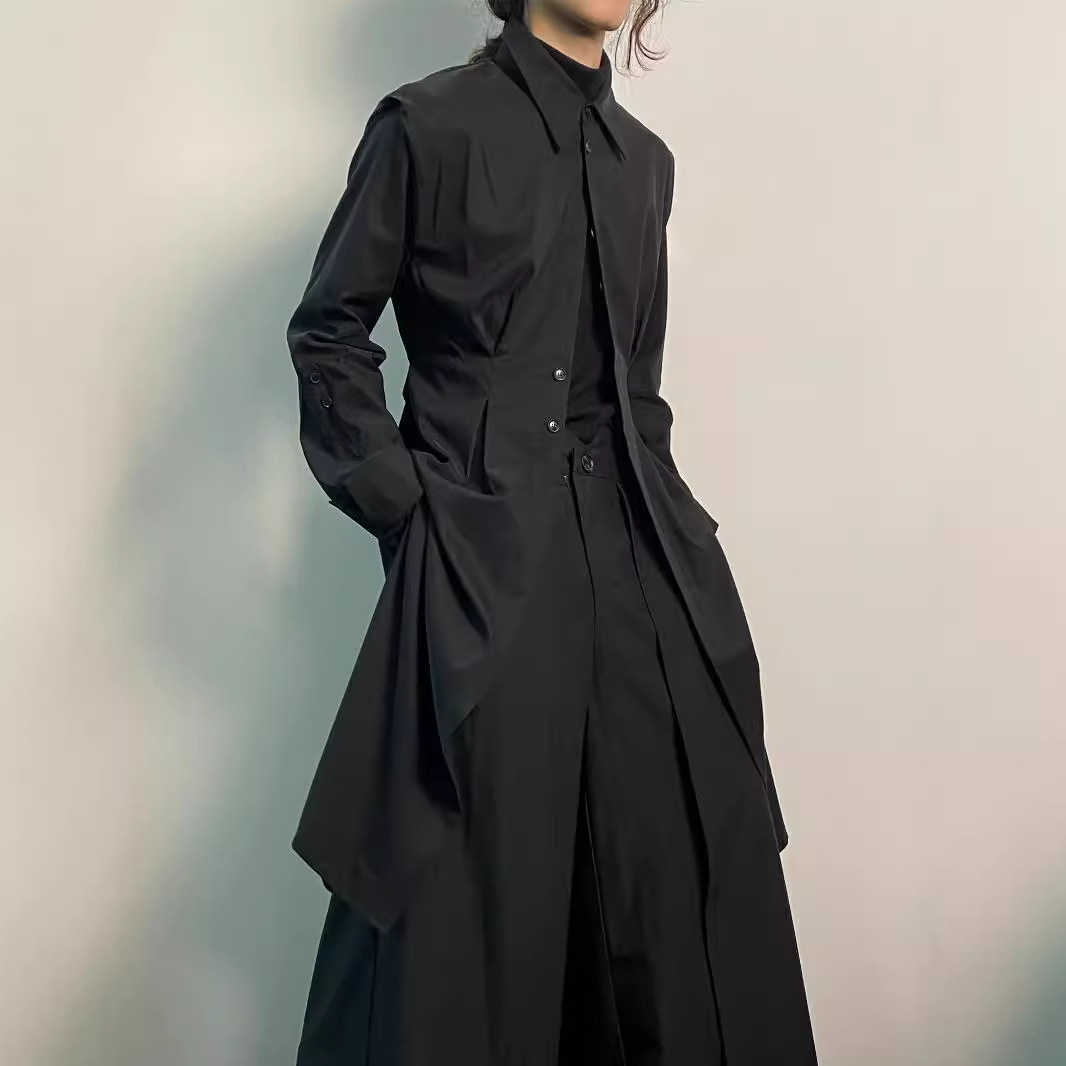 Y2K Gothic Trench Coat Men Dar - Men'S Formal Wear Belt บทวิจารณ์และราคา
