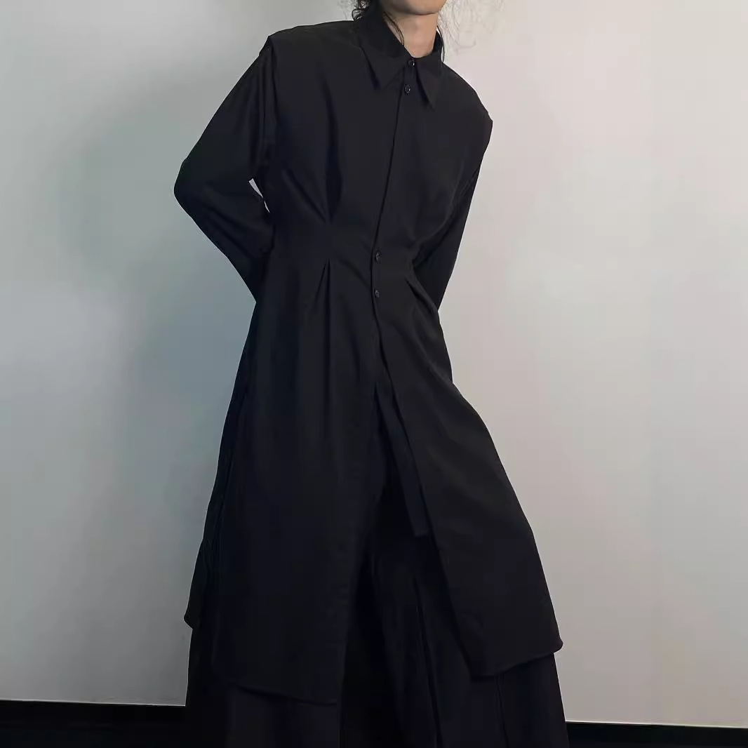 Y2K Gothic Trench Coat Men Dar - Men'S Formal Wear Belt บทวิจารณ์และราคา