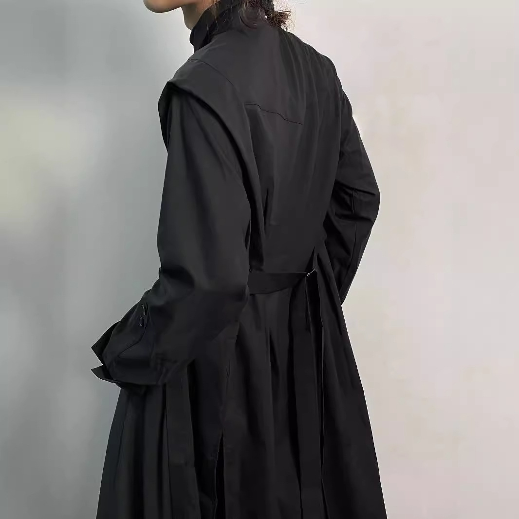 Y2K Gothic Trench Coat Men Dar - Men'S Formal Wear Belt บทวิจารณ์และราคา