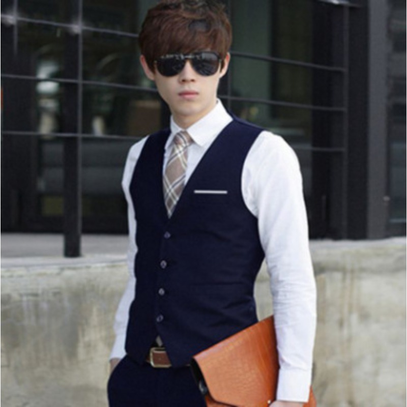 Men British Slim Fit Suit Vest - Elegant Formal Men'S Wear บทวิจารณ์และราคา