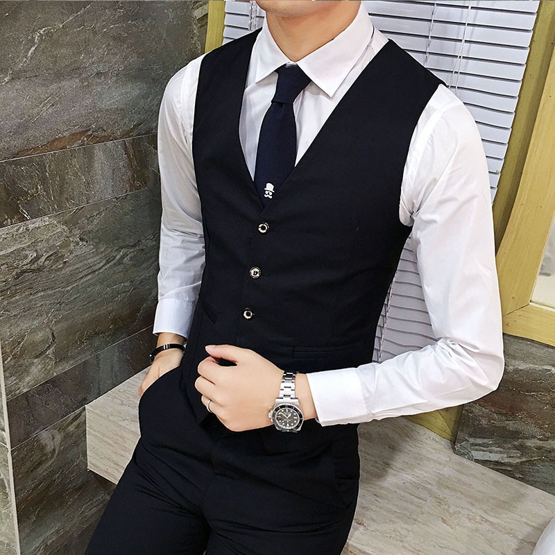 Men British Slim Fit Suit Vest - Elegant Formal Men'S Wear บทวิจารณ์และราคา
