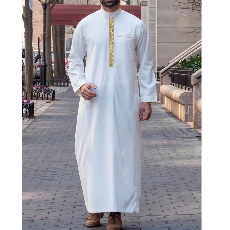 Arabic Mens Thobe Embroidered  - Arabic Formal Wear Men บทวิจารณ์และราคา