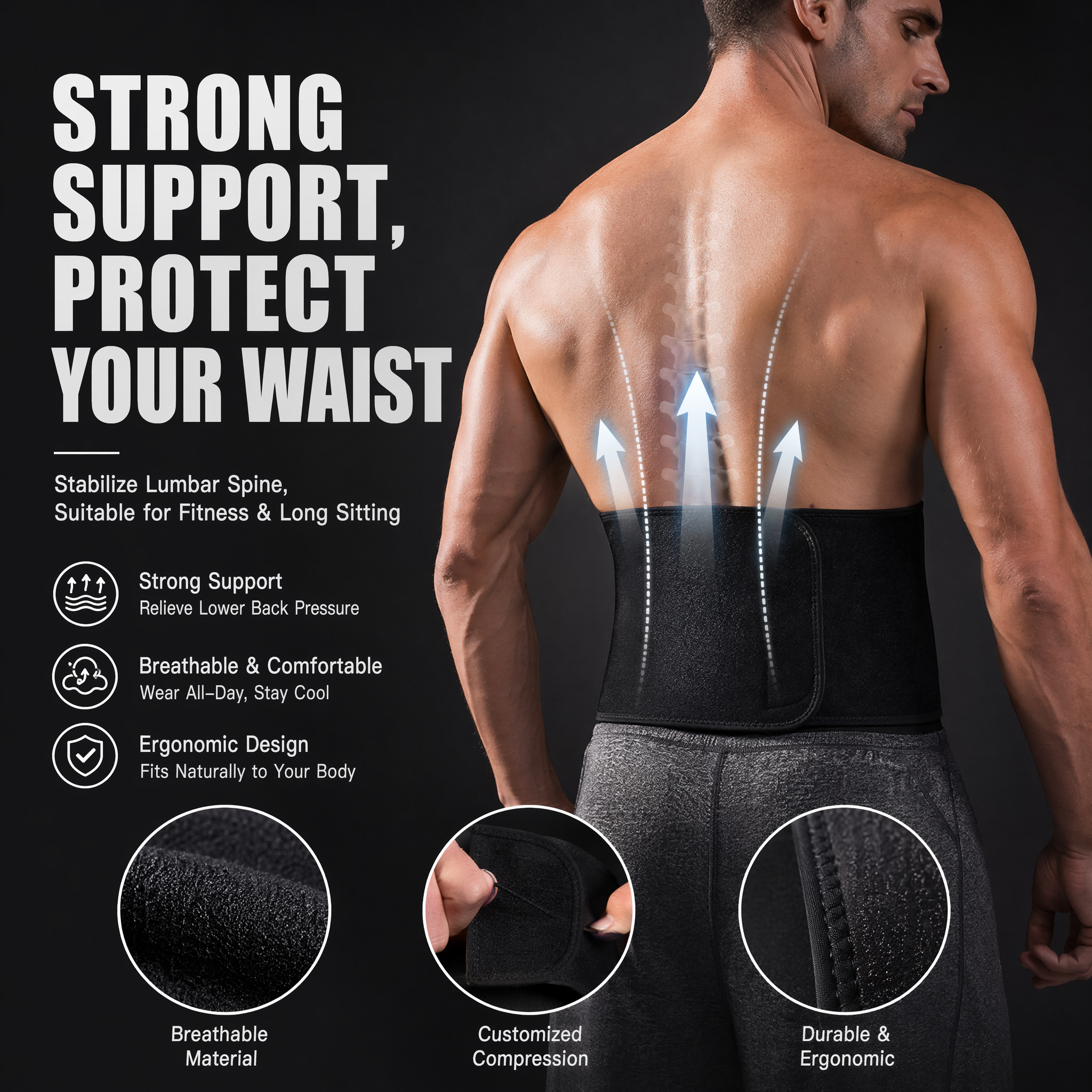 VBOSI Back Support Lumbar Belt - Men'S Formal Wear Belt บทวิจารณ์และราคา