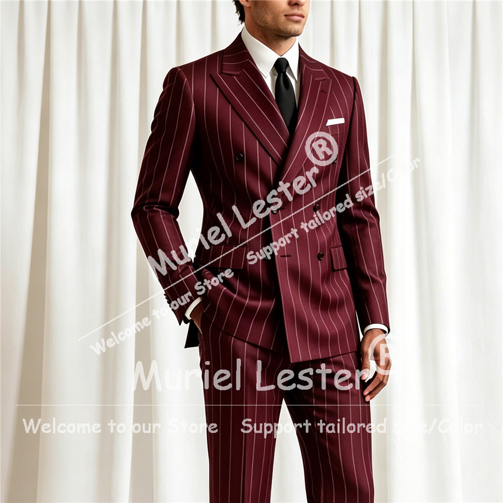 Elegant Stripes Suit Men 2 Pie - Elegant Formal Men'S Wear บทวิจารณ์และราคา