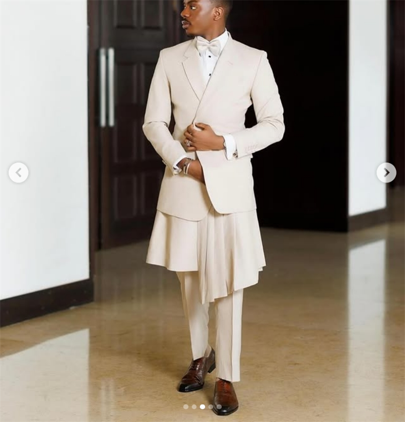 Beige Men Suit Set 2 Piece Bla - Arabic Formal Wear Men บทวิจารณ์และราคา