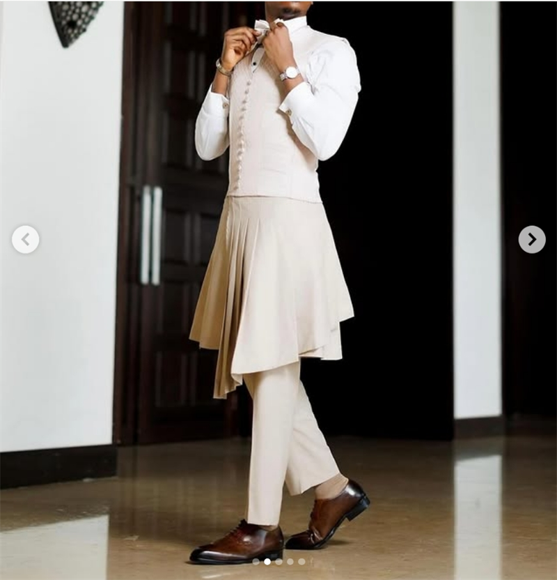 Beige Men Suit Set 2 Piece Bla - Arabic Formal Wear Men บทวิจารณ์และราคา