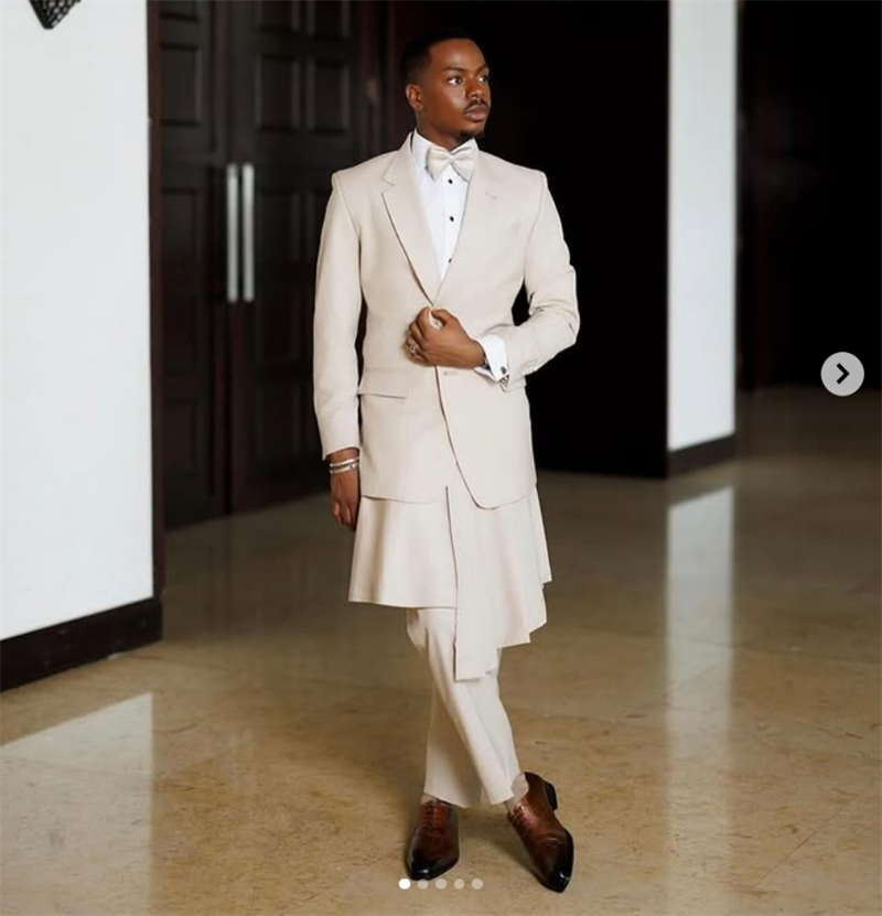 Beige Men Suit Set 2 Piece Bla - Arabic Formal Wear Men บทวิจารณ์และราคา