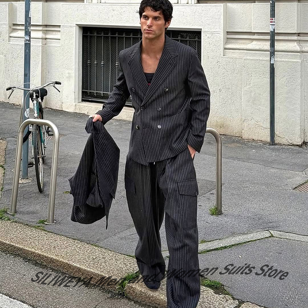 Elegant Man Suit Pinstripe Dou - Elegant Formal Men'S Wear บทวิจารณ์และราคา