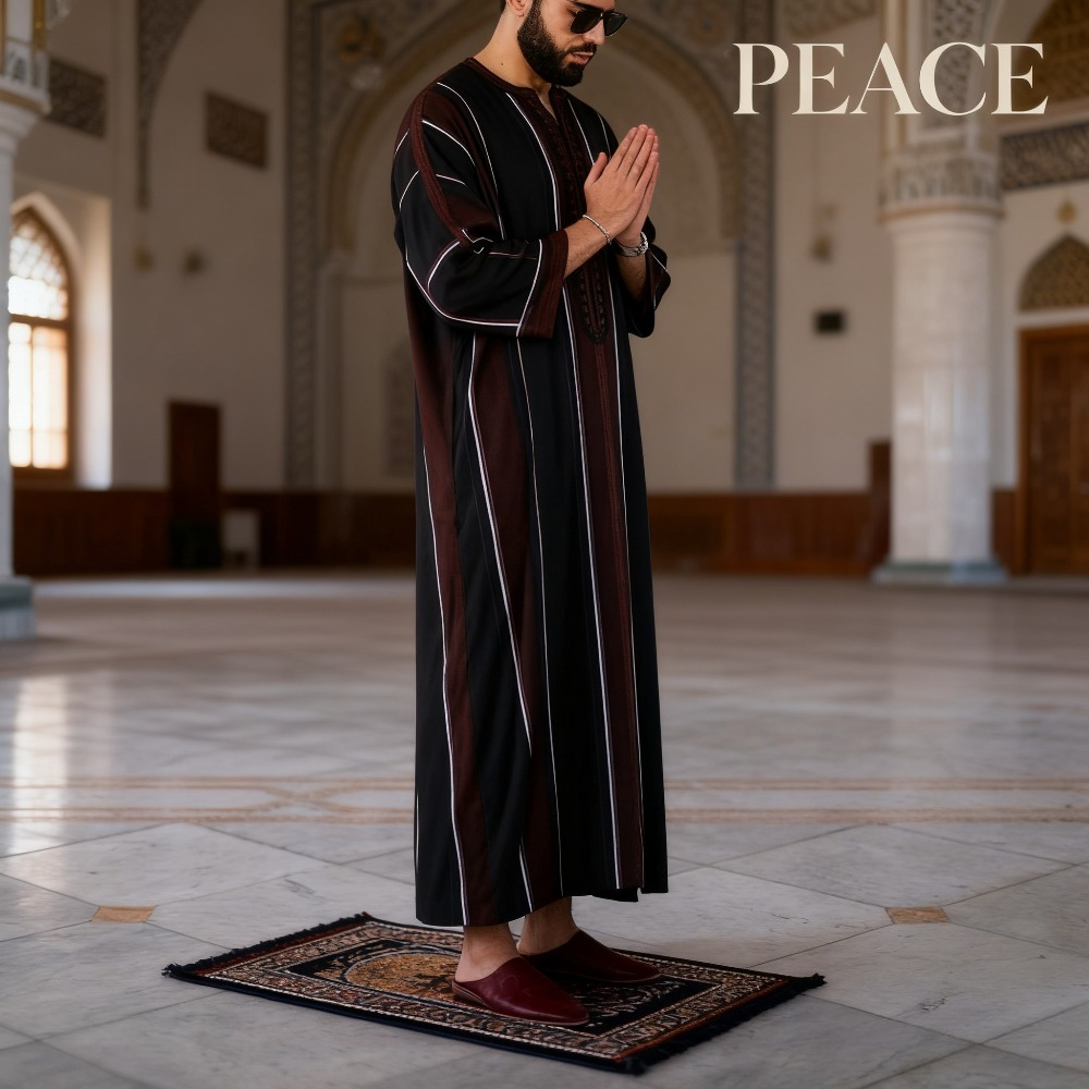 Muslim Arab Robe Men Black Str - Arabic Formal Wear Men บทวิจารณ์และราคา