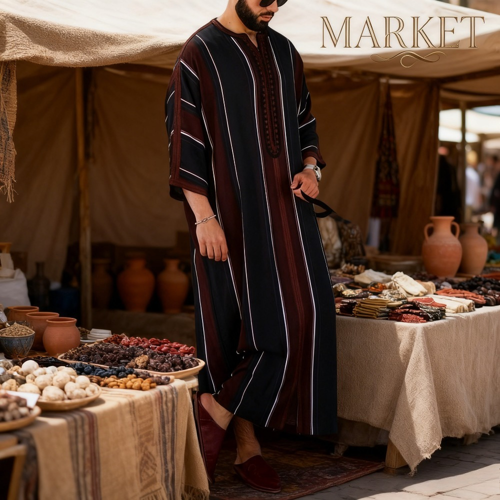 Muslim Arab Robe Men Black Str - Arabic Formal Wear Men บทวิจารณ์และราคา