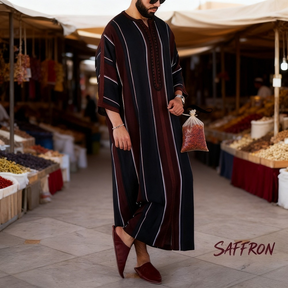 Muslim Arab Robe Men Black Str - Arabic Formal Wear Men บทวิจารณ์และราคา