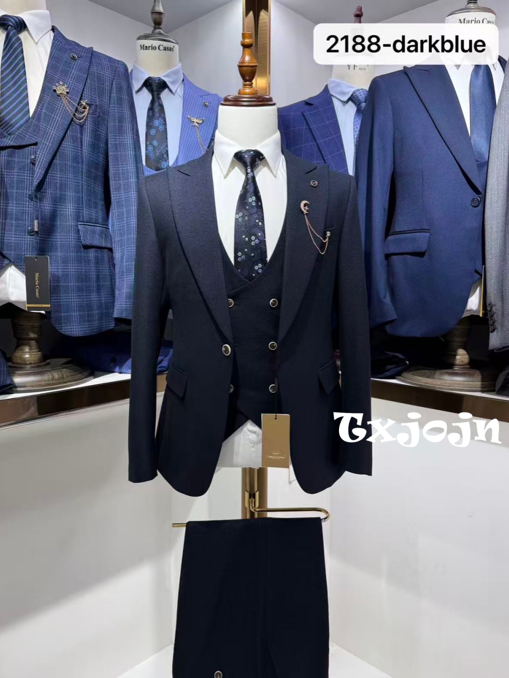 Dark Blue Men's Formal Suit Se - Men Formal Wear Clothes บทวิจารณ์และราคา