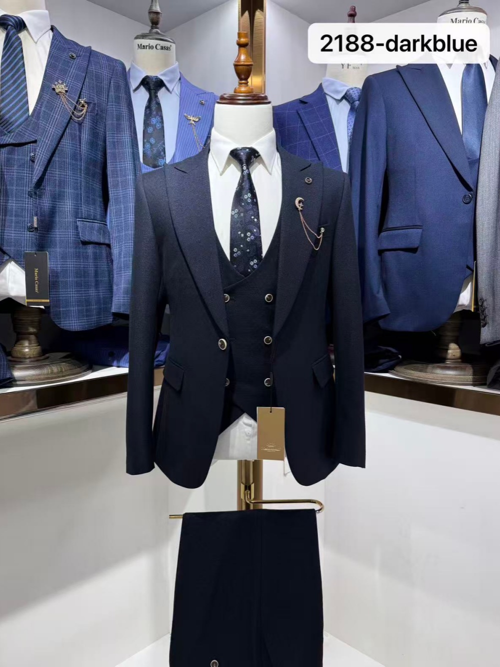 Dark Blue Men's Formal Suit Se - Men Formal Wear Clothes บทวิจารณ์และราคา