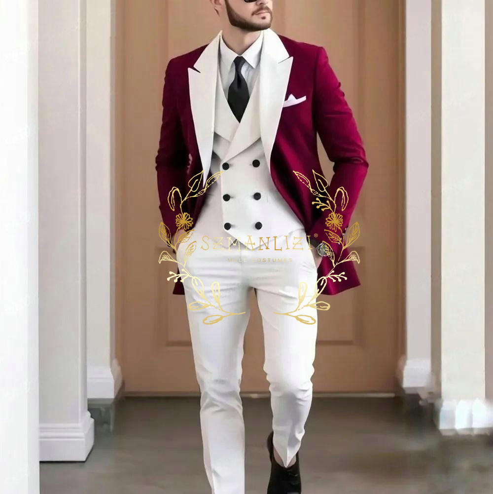 Elegant Burgundy 3-pieces Men' - Elegant Formal Men'S Wear บทวิจารณ์และราคา