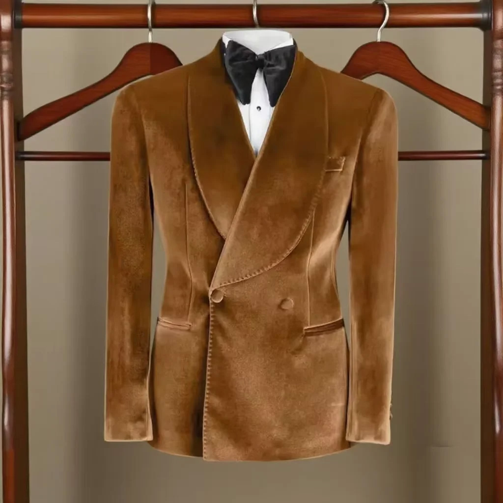 Velvet Men's Suits Blazer Doub - Elegant Formal Men'S Wear บทวิจารณ์และราคา