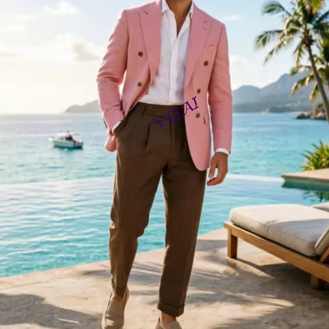 Customized2 Piece Beige Linen  - Elegant Formal Men'S Wear บทวิจารณ์และราคา